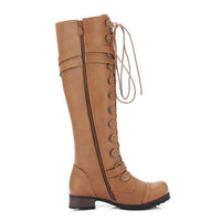 Explosive Style Round Toe Mid-heel Lace-up Over-the-knee Boots