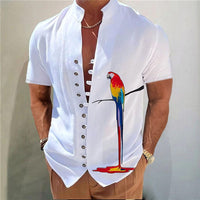 Geometric 3D Printed Short Sleeve Youth Casual Floral Shirt