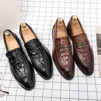 Business Formal Wear Slip-on Leather Shoes 46 Pointed Wedding Groom's Shoes
