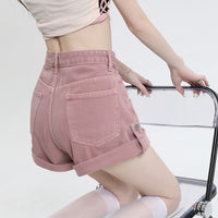 Cowboy Dirty Wide-leg Denim Shorts For Women