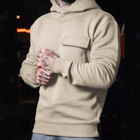 Fashion Casual Patch Pocket Cotton Plus Size Hooded Pullover