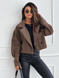 Fashionable All-match Suit Collar Short Woolen Coat
