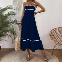 Sweet Solid-Color Strap Dress For Women