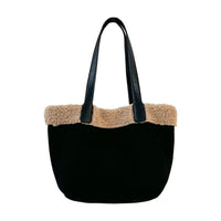 Retro Plush Turned-Over Hem Patchwork Suede Bag