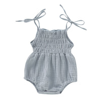 Boys And Girls Double-layer Cotton Crepe Adjustable Lace-up One-piece Romper