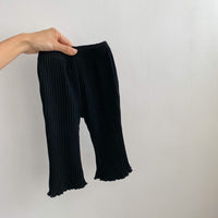 Girls' Fashion Casual Solid Color Stretch Pit Strips Bottoming Pants