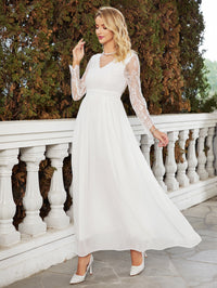 Lace V-neck Fashion Dress Chiffon Wedding Clothes