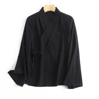Improved Chinese Spring And Autumn Women's Long-sleeved Woven Collar Hanfu Shirt