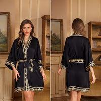 Luxury Three-quarter-sleeve Cooling Nightgown Loungewear For Women