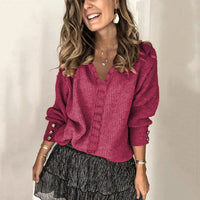 Womens Loose-fitting Long-sleeve Solid-color Sweater