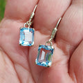 Beautiful Style 14K Gold Sea Blue Diamond Earrings