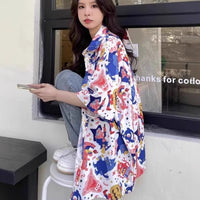 Summer Retro Full Printed Short-sleeved Shirt For Women