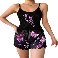 Female Leisure Camisole And Printed Shorts Pajama Set
