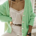 Autumn And Winter Women's European And American Keep Warm Pure Color Loose Knitted Cardigan Coat