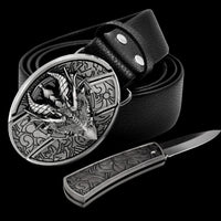 Men's Leather Smooth Buckle Belt Knife