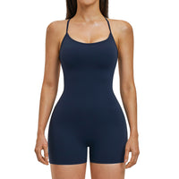 Fake Two-piece Contrast Color Sling Sports Jumpsuit