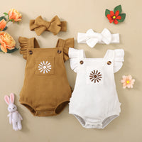 Ins Popular European And American Solid Color Rib Fabric Advanced Embroidery Rompers Jumpsuit