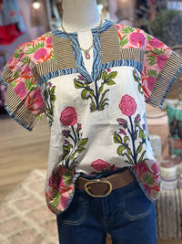 Summer New Women's Loose Casual Print Round Neck Shirt