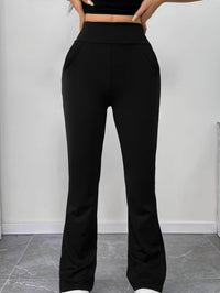 Womens Slimming Solid-Color High-Waist Flared Yoga Pants With Butt-Lifting Design