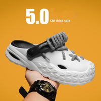 Hole Shoes Men's Summer Outdoor Closed Toe Poop Feeling Couple Half Slippers Beach Sandals