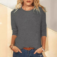 Crewneck Long-sleeve Fashionable Casual Outerwear T-shirt