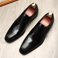 Fashion Cowhide Small Square Toe Men's Leather Shoes