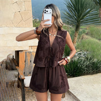 Womens Fashion Casual Vest Top And Shorts Set