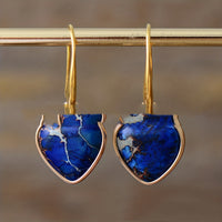 Cross-border Bestseller Natural Stone Earrings Heart-shaped Edging Colorful Imperial Stone Pendant Earrings High-end Texture Elegant