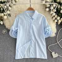 French Style Shirt Women's Design Three-dimensional Flower Short Sleeve