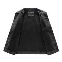 Men's Lapel Leather Jacket Chest Button Pocket Casual Slim Fit