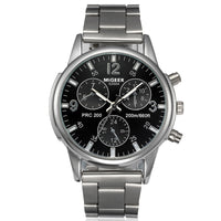 Fashion Simple Fake Three-eye Steel Belt Quartz Watch