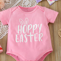 Baby Girl's Short-sleeved Letter Romper Colorful Egg