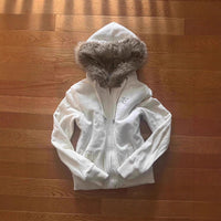 American Retro Hot Girl Hooded Women's Zipper Casual Waist-tight Sweater