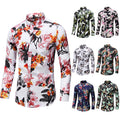 Men's Printed Long Sleeve Shirt Fashion Polo Collar