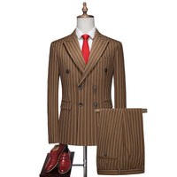 Casual DoubleBreasted Striped Suit Set