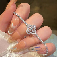 Wind Super Sparkling Full-Crystal Four-Leaf Clover Bracelet For Women