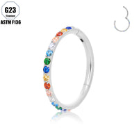 Inlaid 5A Zircon G23 Titanium Alloy Closed Nose Ring
