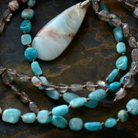 Retro Agate Pendant Knotted Womens Necklace