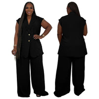 Women's V-Neck Sleeveless Fashionable Casual Two-Piece Set