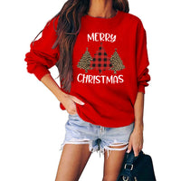 Merry Christmas Sweater Crew-Neck Red Long-Sleeve Pullover