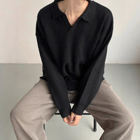 Solid Color Shirt Collar Men's Long Sleeve With Collar Outerwear Autumn Top Trendy Fake Two-piece