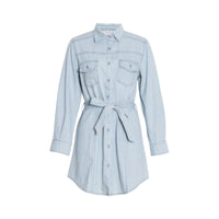 New Womens Dress Cardigan-style Dress With Buttoned Pockets And A Belt