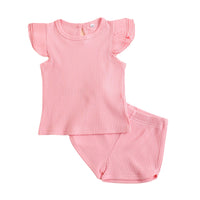 Baby Flounced Sleeve Top Shorts Two-piece Set