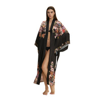 Womens SpringAutumn Printed Long-Sleeve Maxi Nightgown Loungewear