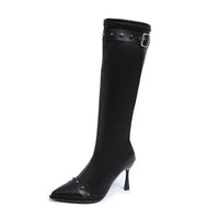 New Rivet Belt Buckle Fashionable Stiletto Stretch High Boots