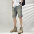 Five-point Denim Shorts Men's Loose Hole Slim Fit
