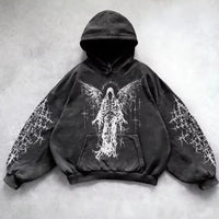 Hooded Printed Hip Hop Y2g Streetwear Sweatshirt