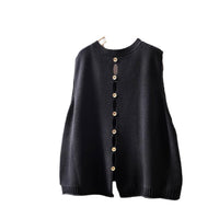 Back Buttoned Cotton Thread Knitted Vest Women