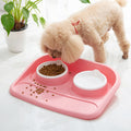 Environmental Pet Bowl Plastic Anti-skid Double Bowl Anti-knocking, Eating And Drinking Dual-purpose Dog Feeder Dog Pot