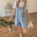 Anti-Aging Elegant Design Sense Denim Suspender Shorts Women's Summer